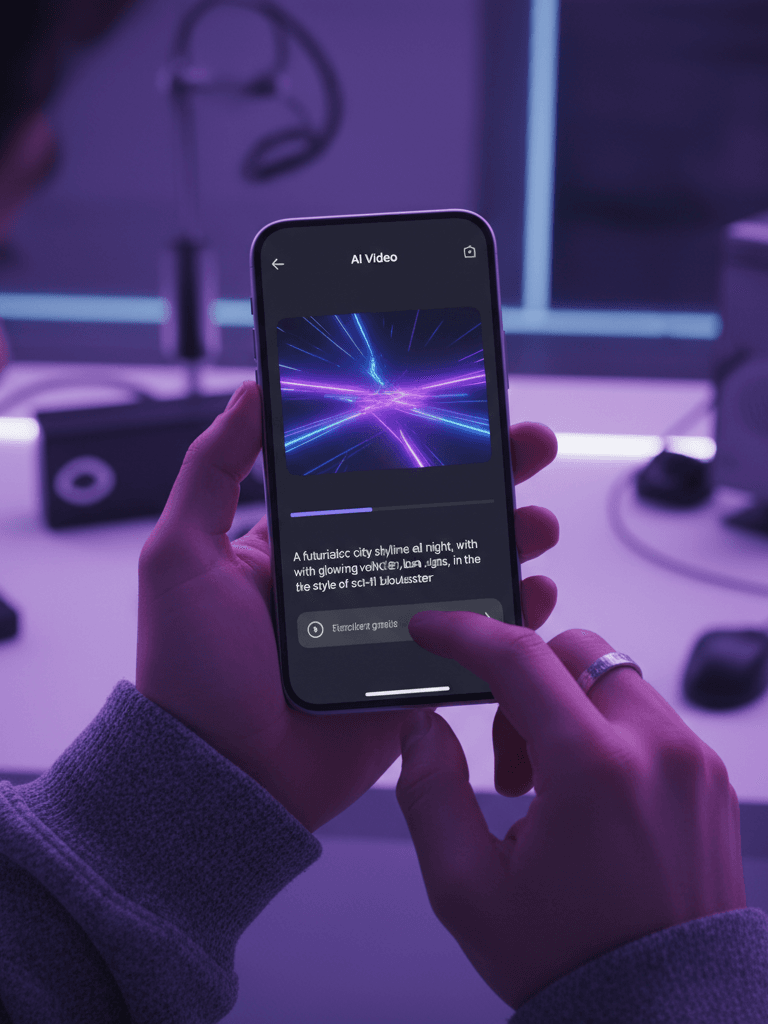 Person using AI Video Generator From Text prompt workflow in VIBE app